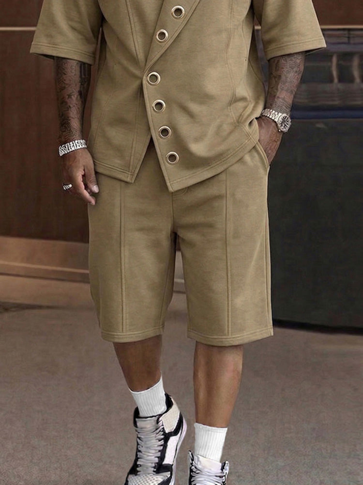 Unique Grommets Design T-Shirt Shorts Set