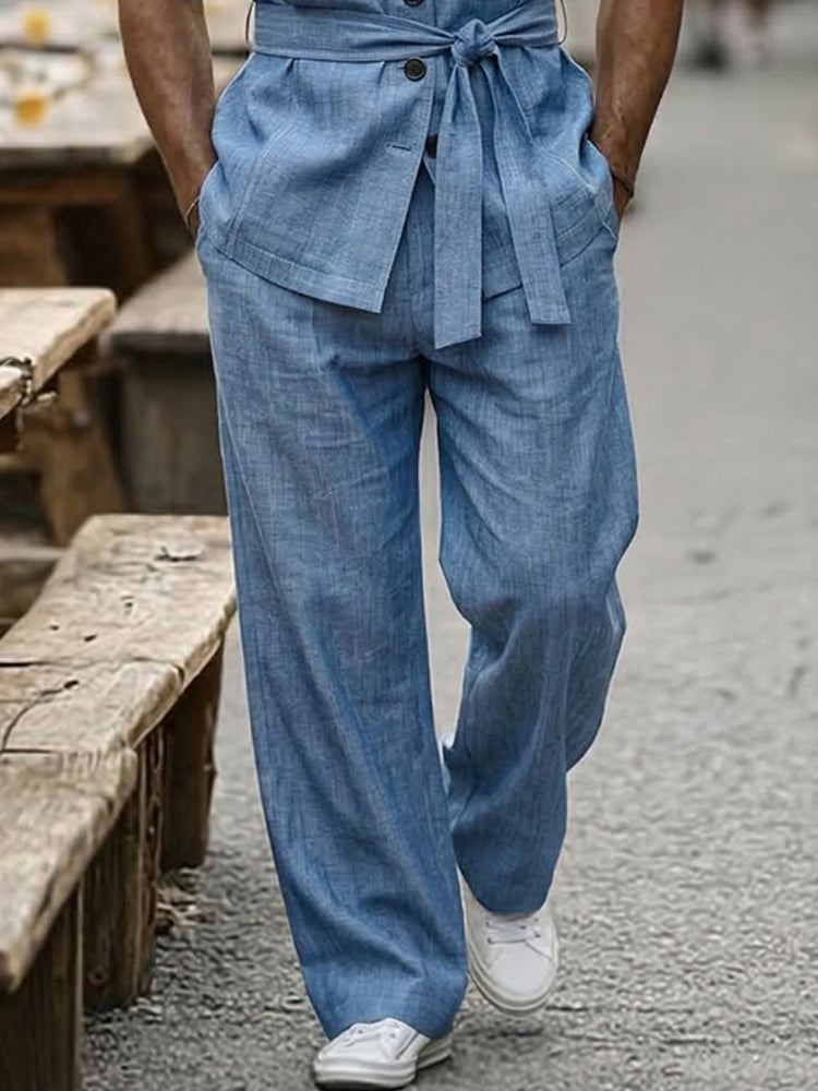 Designer Sleeveless Shirt Pants Matching Set