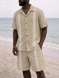 Vacation Lace Detail Cotton Shirt Shorts Set