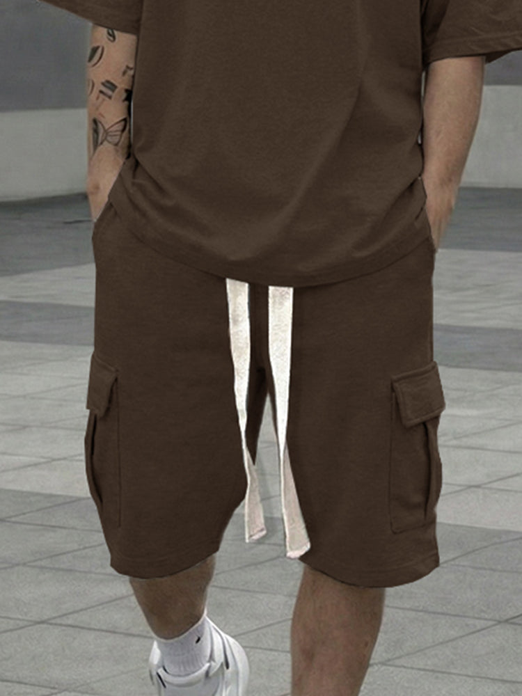 Athleisure Loose Fit Cargo Shorts Set