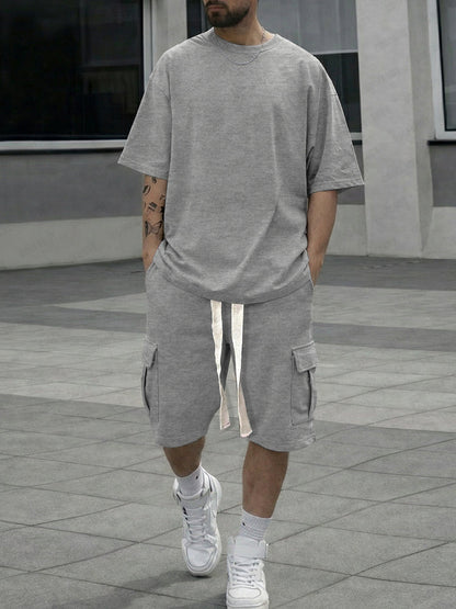 Athleisure Loose Fit Cargo Shorts Set