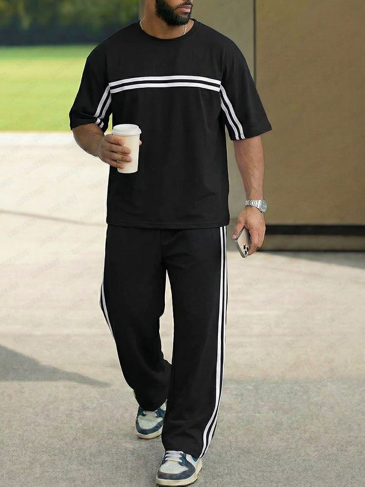Versatile Comfort Relaxed Stripe Matching Set