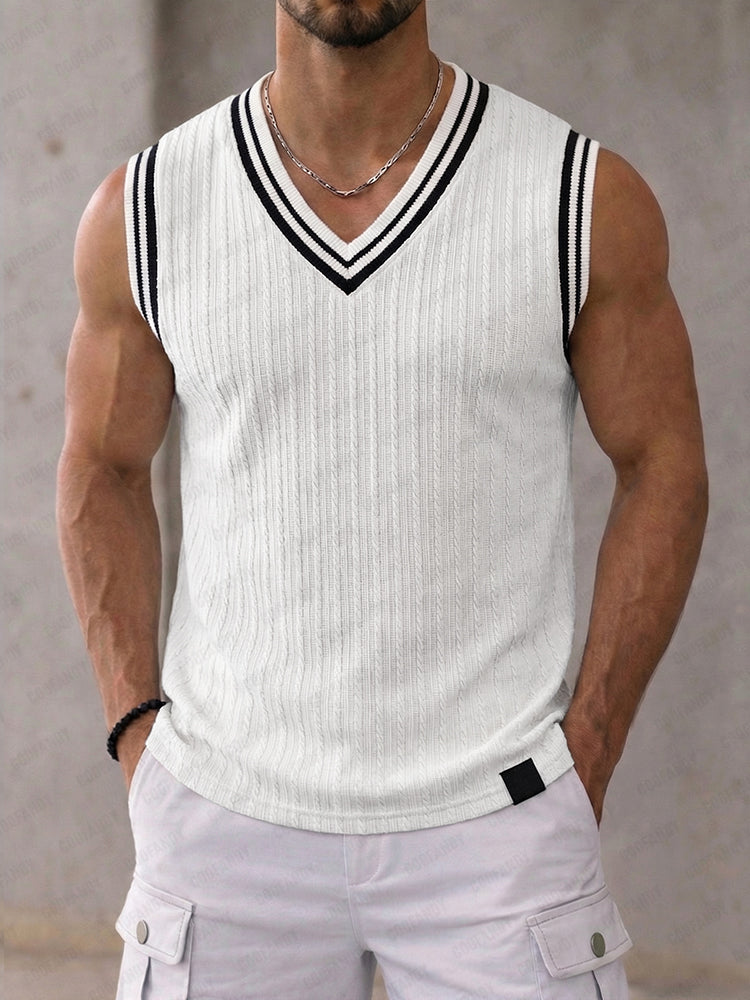 Modern Street Contrast Stripe Tank Top