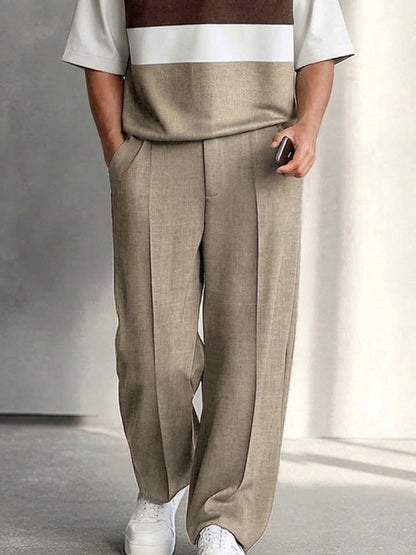 Modern Casual Color Block T-Shirt Pants Set