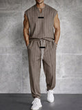 Modern Street Vertical Striped Tank Top Pants Set