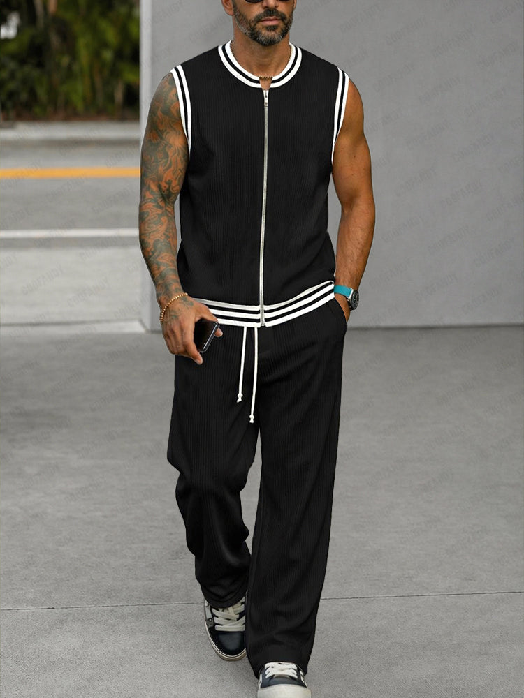 Athleisure Loose Fit Stripe Trim 2-Piece Set