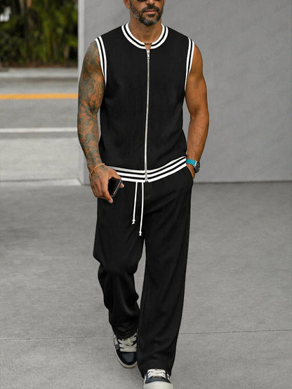 Athleisure Loose Fit Stripe Trim 2-Piece Set