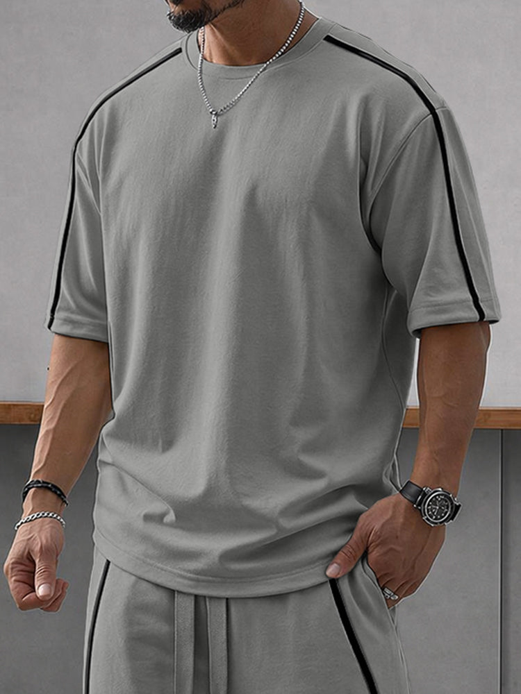 Athleisure Zipper Accent T-Shirt Shorts Set