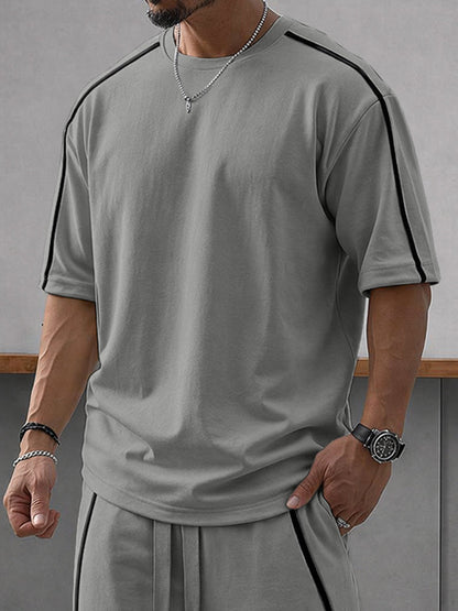 Athleisure Zipper Accent T-Shirt Shorts Set