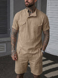Casual Relaxed Fit Fusion Shirt Shorts Set