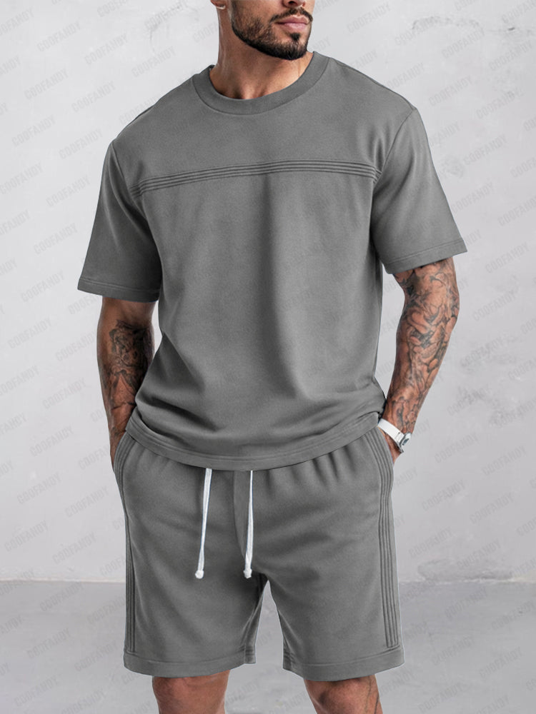 Athleisure Seam Detail T-Shirt Shorts Set