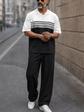 Casual Loose Color Block T-shirt Pants Set