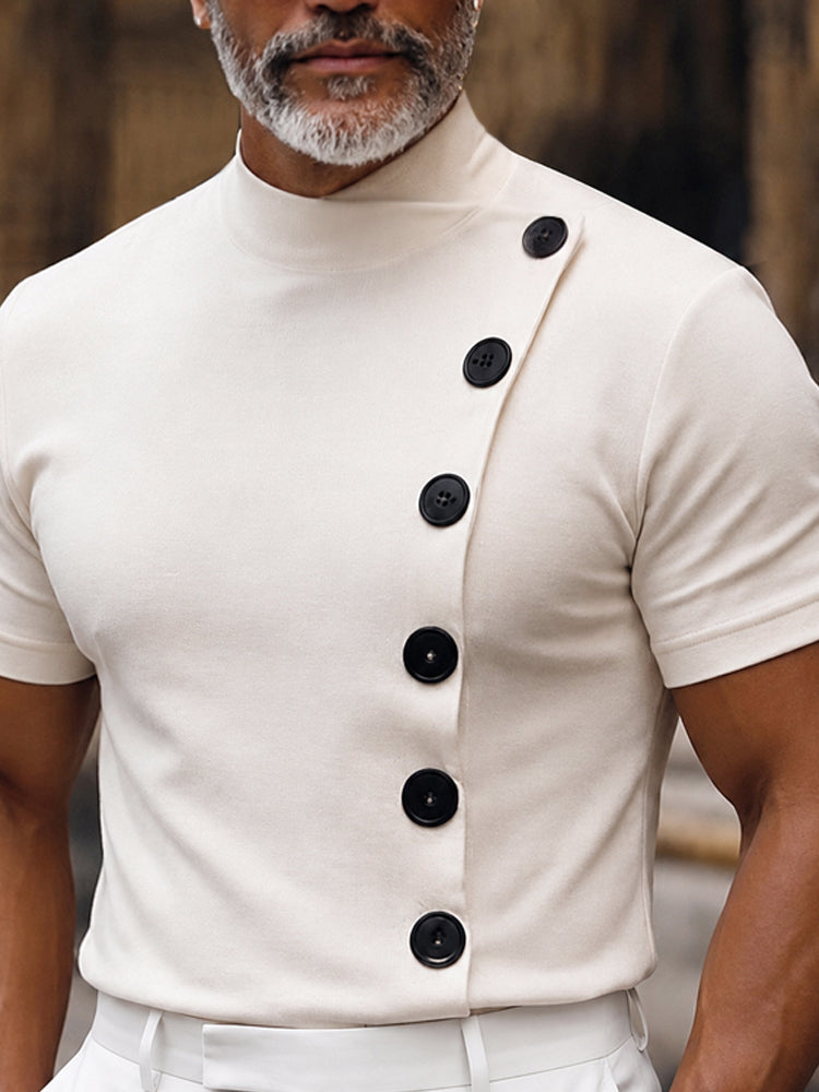 Stylish Slim Fit Buttons Decor Pullover Top