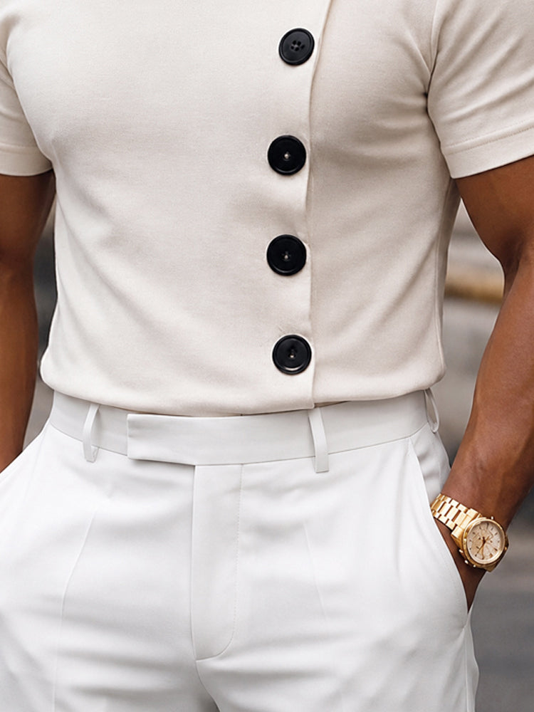 Stylish Slim Fit Buttons Decor Pullover Top