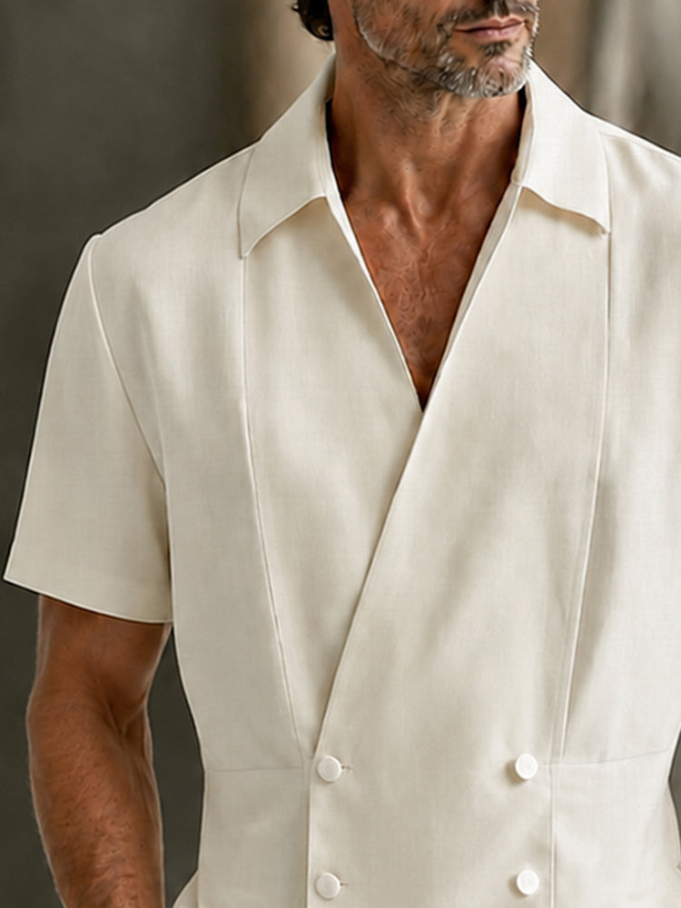 Urban Casual Short Sleeve Double Breasted Shirt