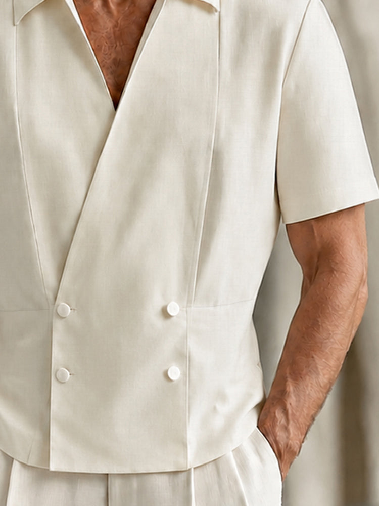 Urban Casual Short Sleeve Double Breasted Shirt