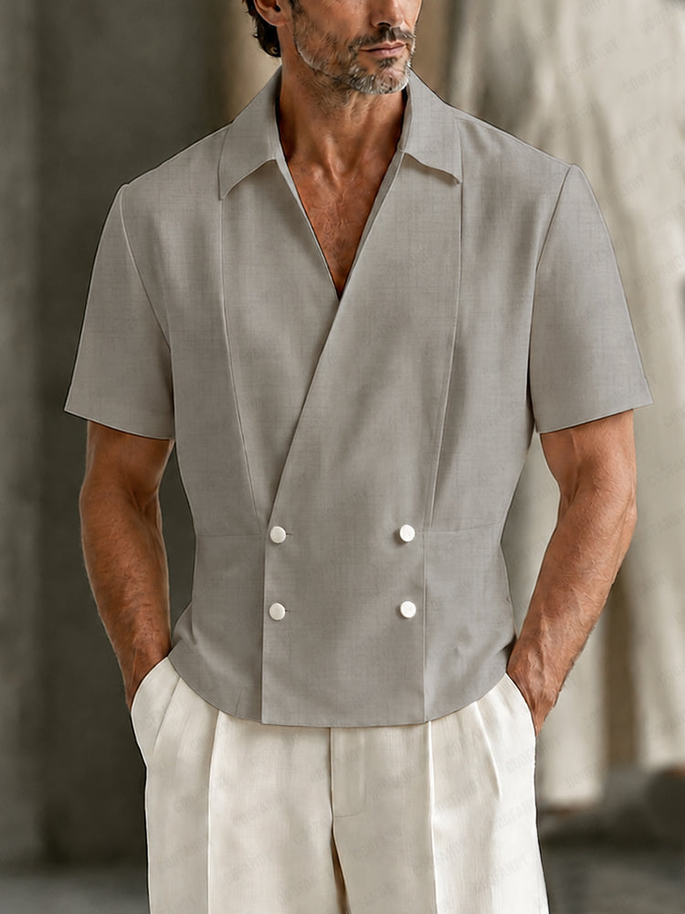 Urban Casual Short Sleeve Double Breasted Shirt