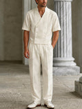 Smart Casual Double Breasted Suit Shirt Pants Set