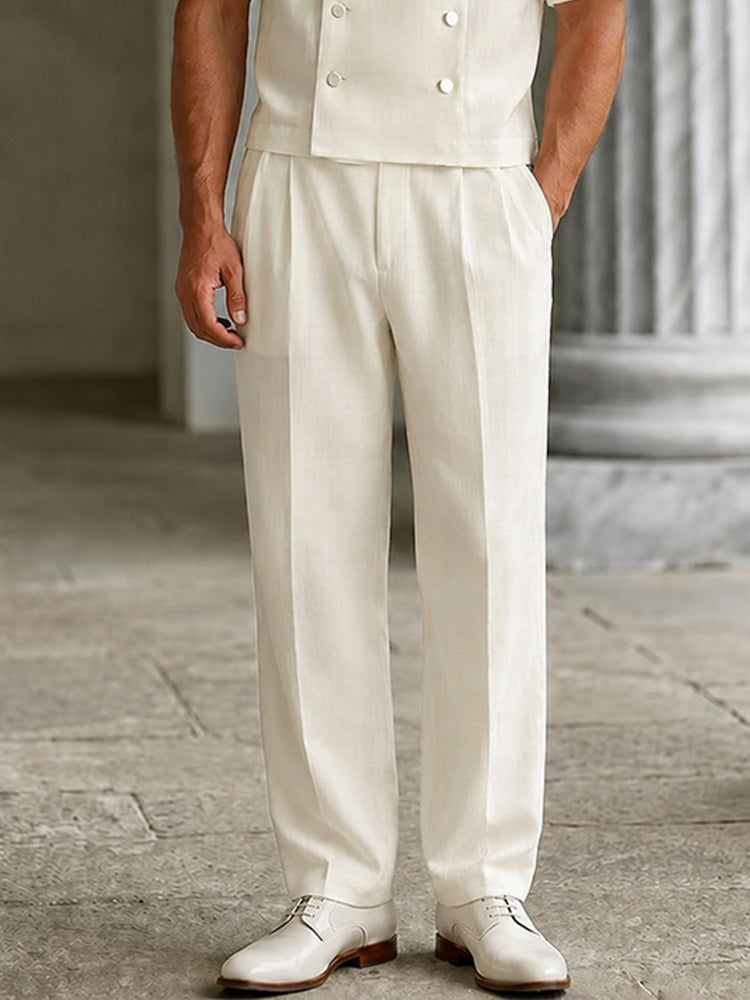 Smart Casual Double Breasted Suit Shirt Pants Set