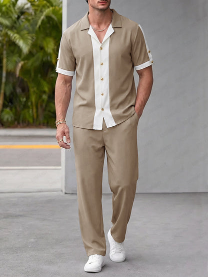 Summer Resort Contrast Color Two Piece Set