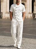 Casual Button Design 100% Cotton Shirt Set