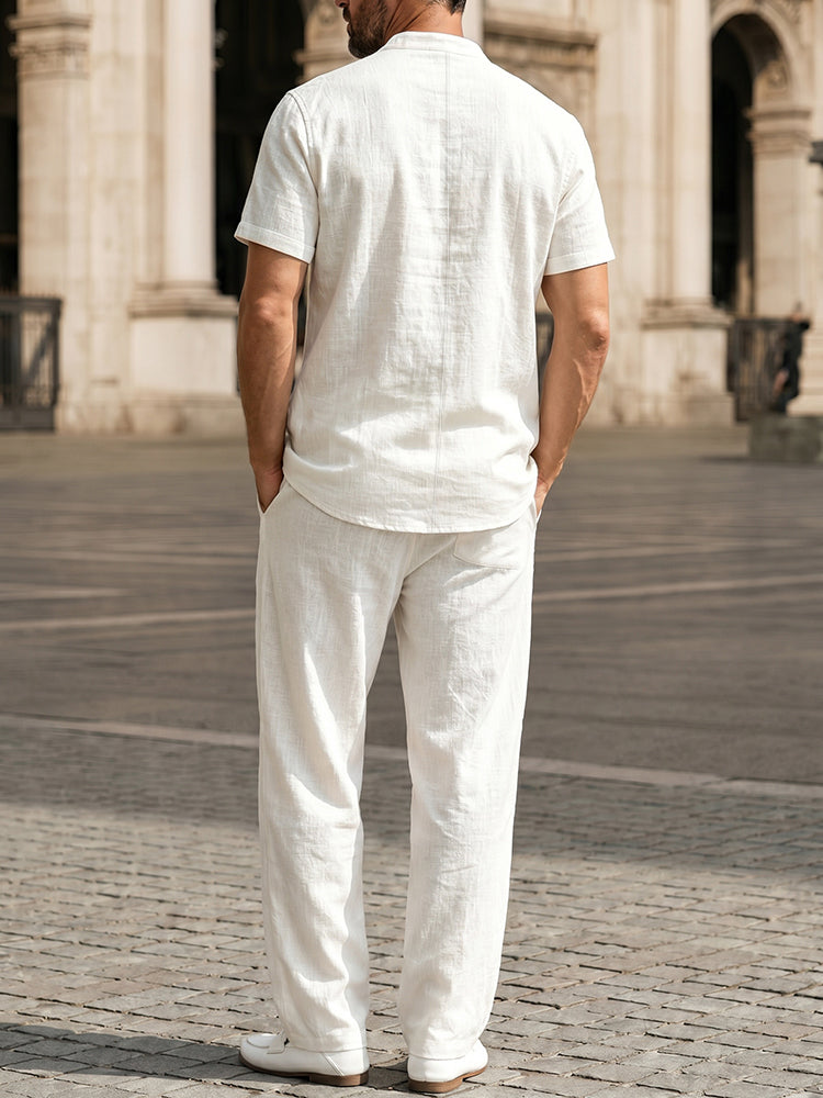 Casual Button Design 100% Cotton Shirt Set