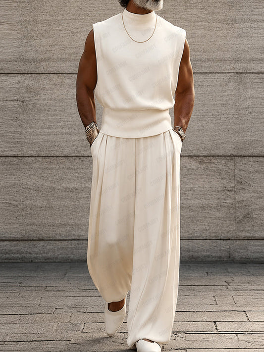 Minimalism Urban Casual Sleeveless Matching Sets