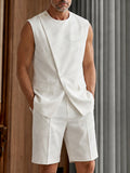 Smart Casual Relaxed Fit Suit Vest and Shorts Set