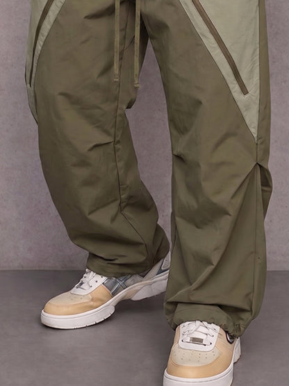 Versatile Utility Contrast Zipper Pockets Cargo Pants