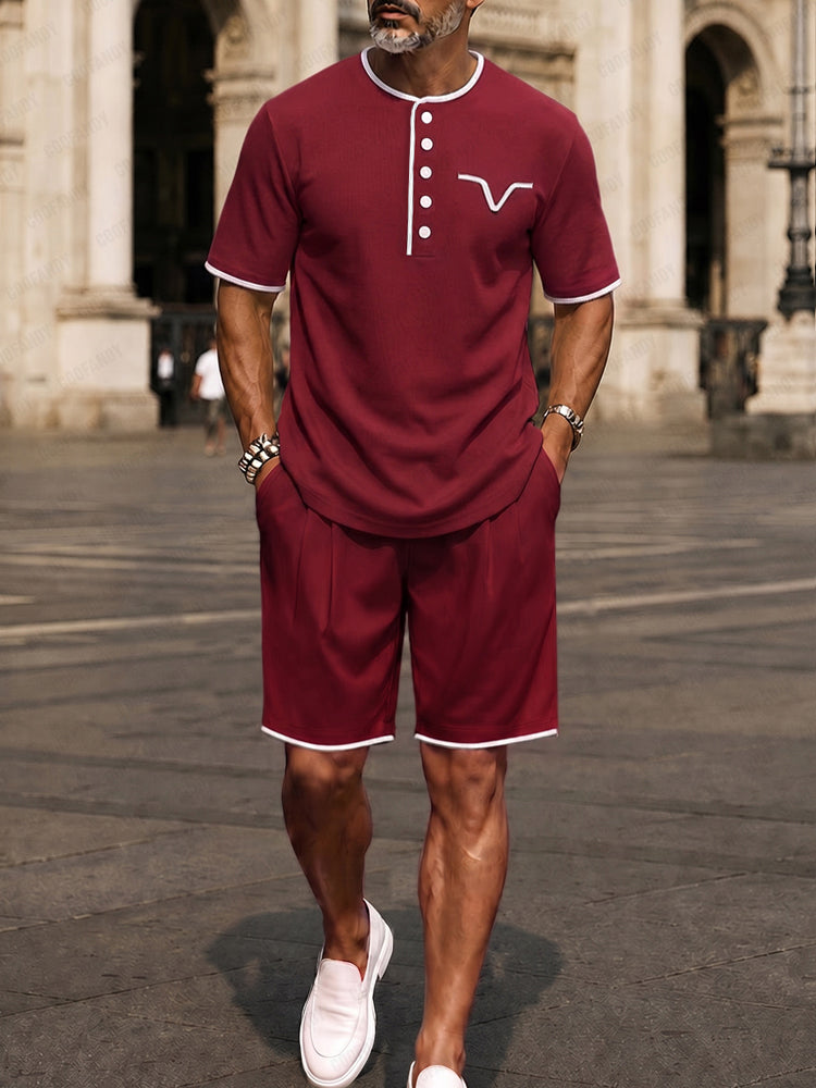 Summer Essential Contrast Trim Matching Set