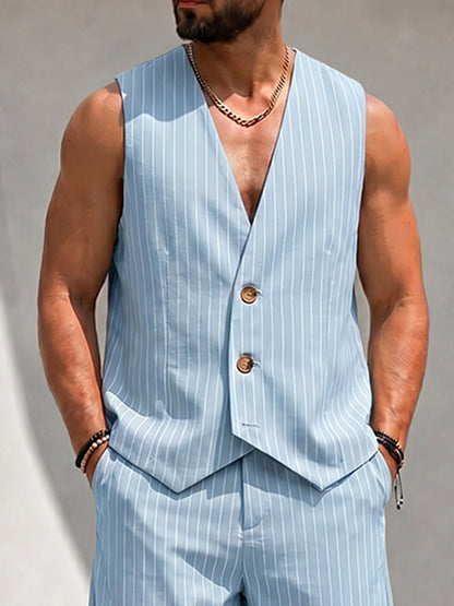 Smart Casual Pinstripe Loose Fit Matching Sets