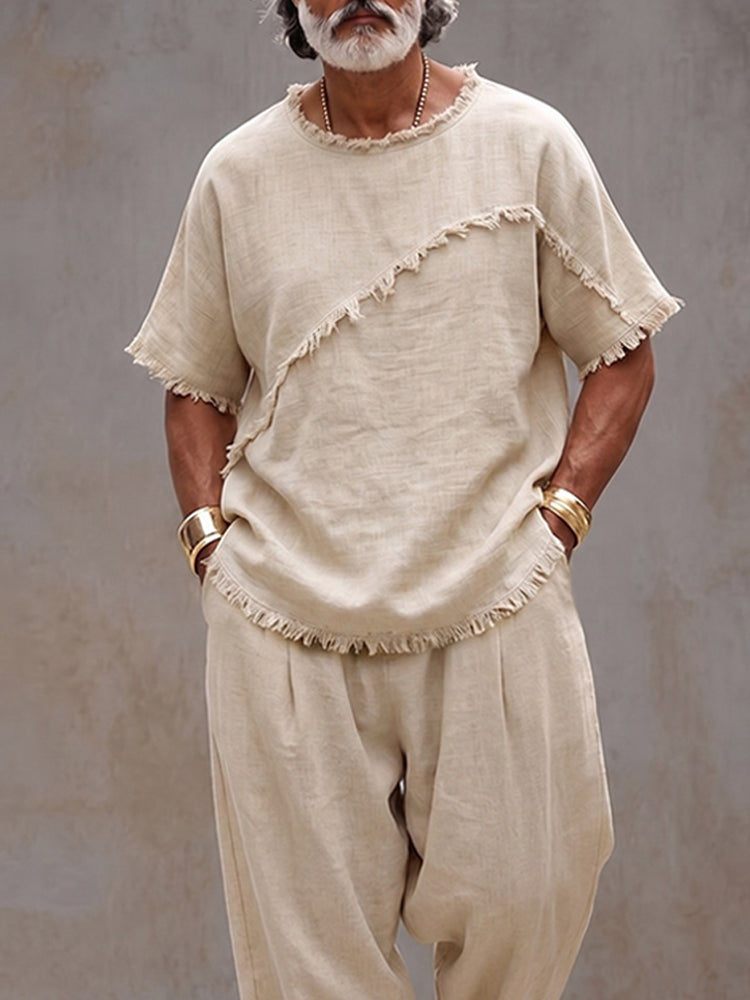 Minimalism Nature Raw Edge Cotton Matching Set