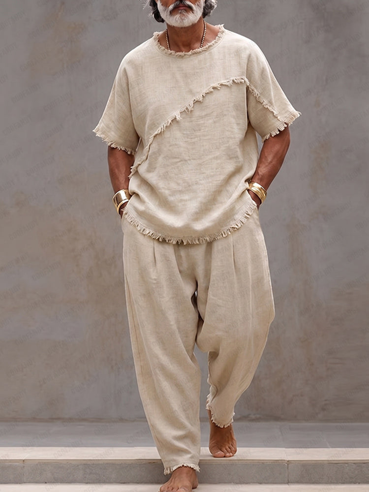 Minimalism Nature Raw Edge Cotton Matching Set