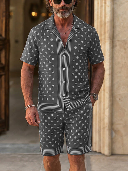 Luxury Resort Style Printed Shorts Set