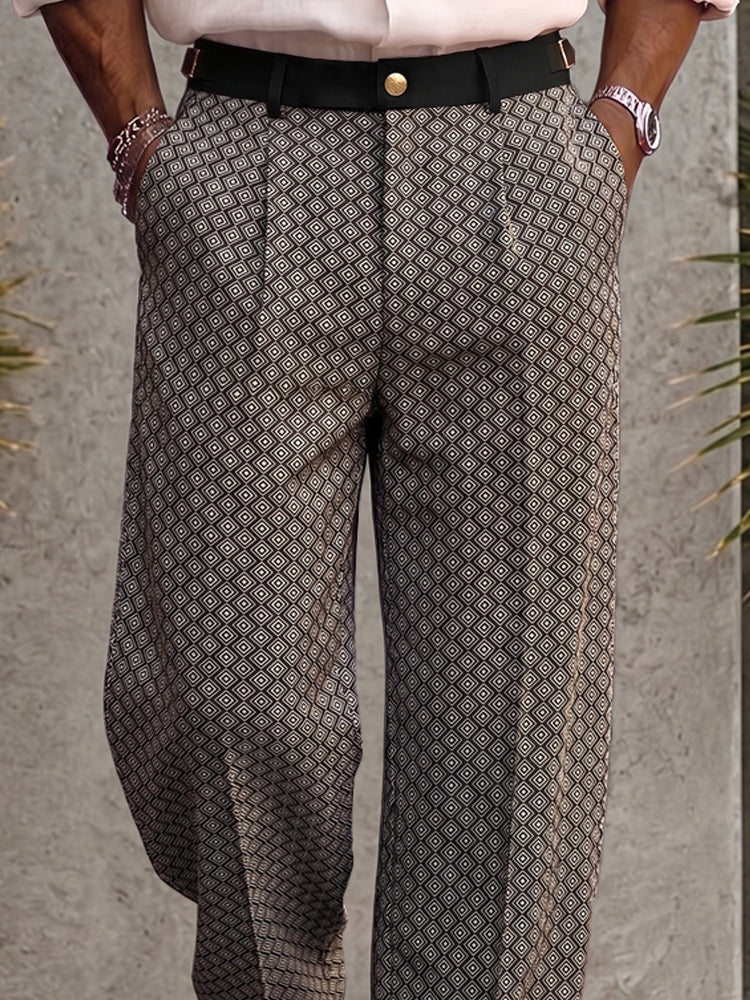 Smart Casual Geometric Print Suit Pants