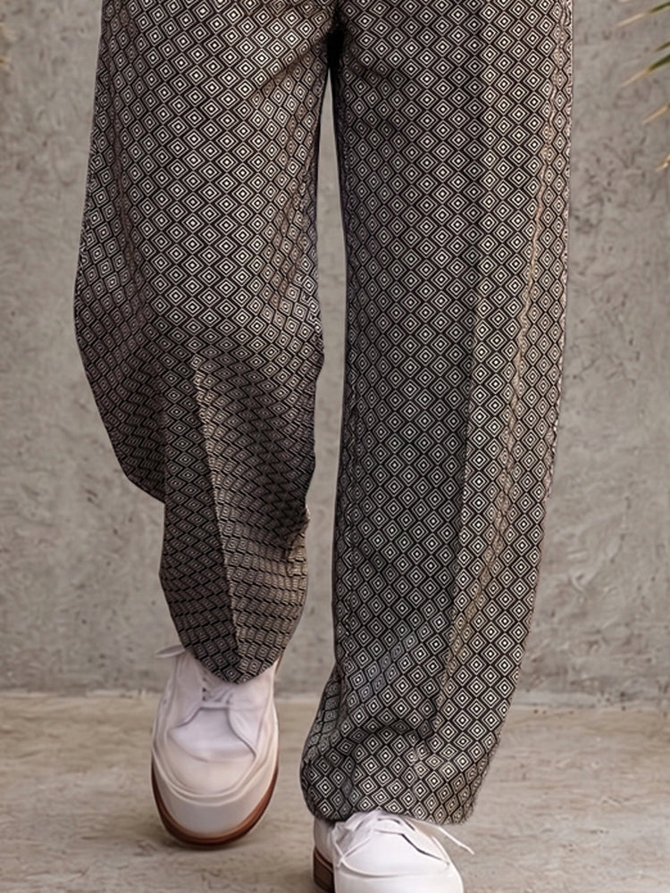 Smart Casual Geometric Print Suit Pants