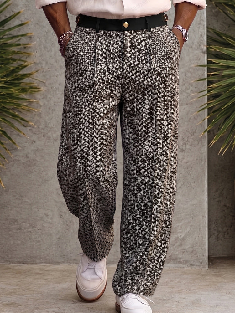 Smart Casual Geometric Print Suit Pants