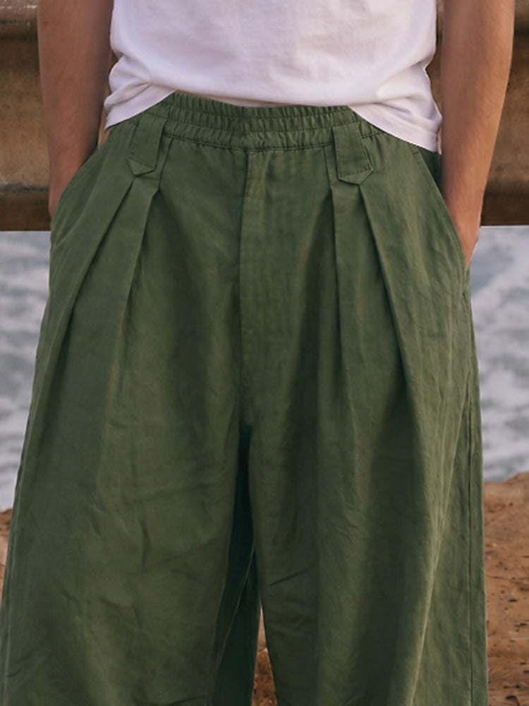 Comfy Loose Fit Wide-Leg Cotton Lantern Pants