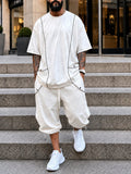 Casual Loose Contrast Seam Design T-Shirt Set