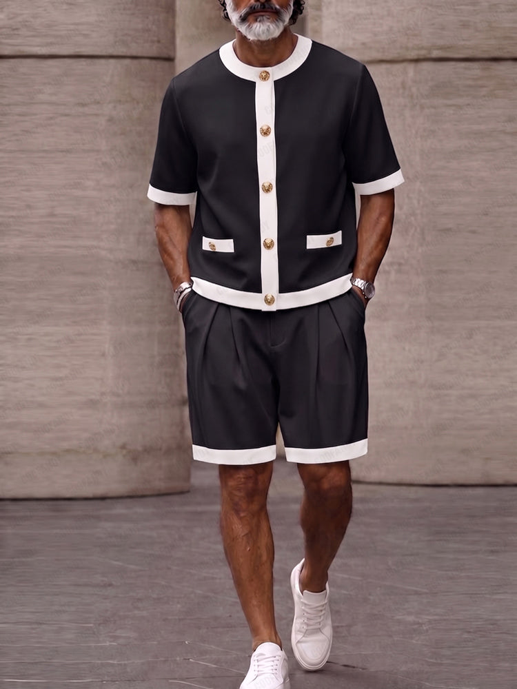 Smart Casual Designer Contrast Trim Two Piece Set
