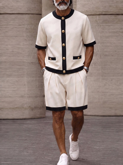 Smart Casual Designer Contrast Trim Two Piece Set