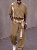 Fashion Sporty Contrast Color Stripe Matching Set