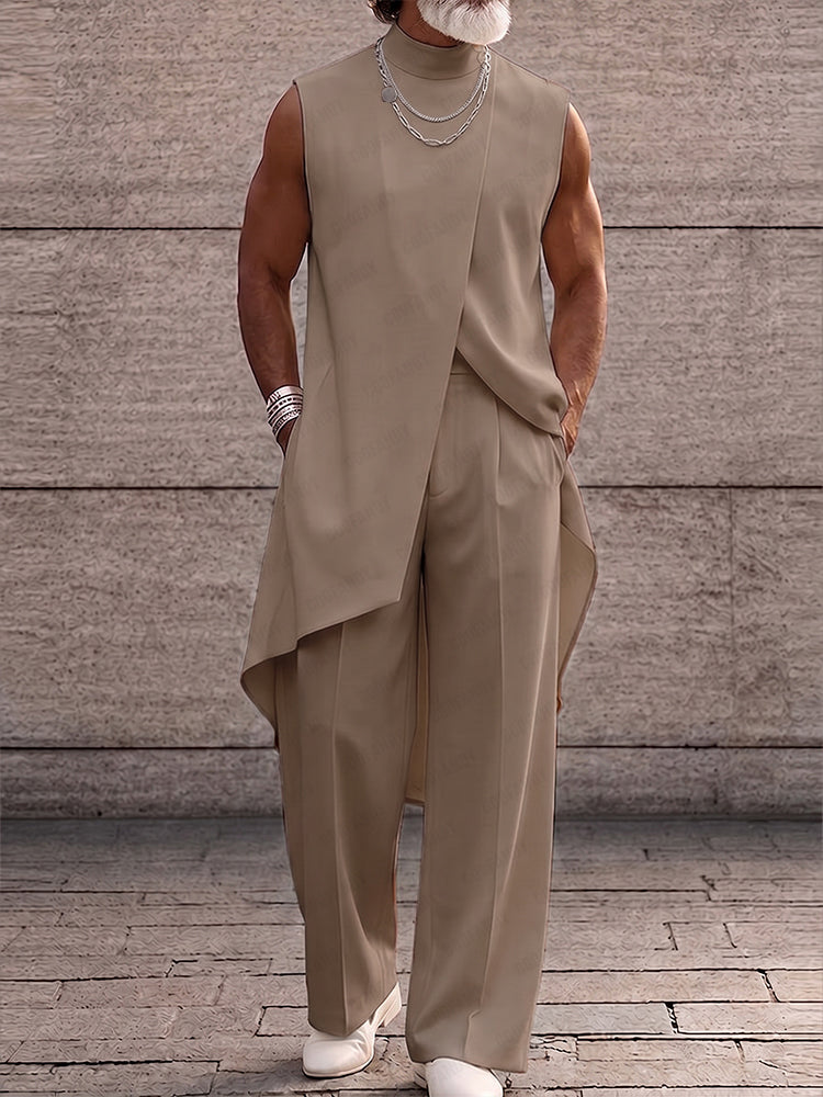 Asymmetrical High Low Hem Longline Sleeveless Top Set