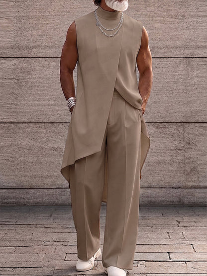 Asymmetrical High Low Hem Longline Sleeveless Top Set
