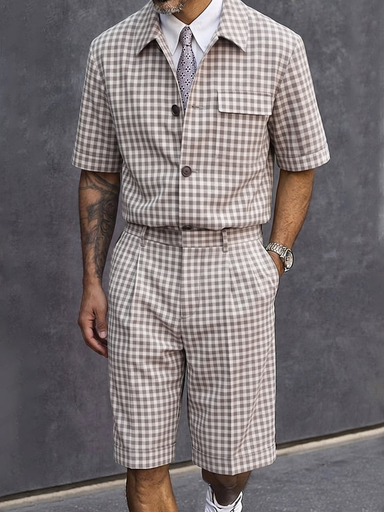 Stylish Versatile Plaided Matching Set