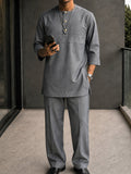 Effortless Pinstripe Longline Shirt Pants Set