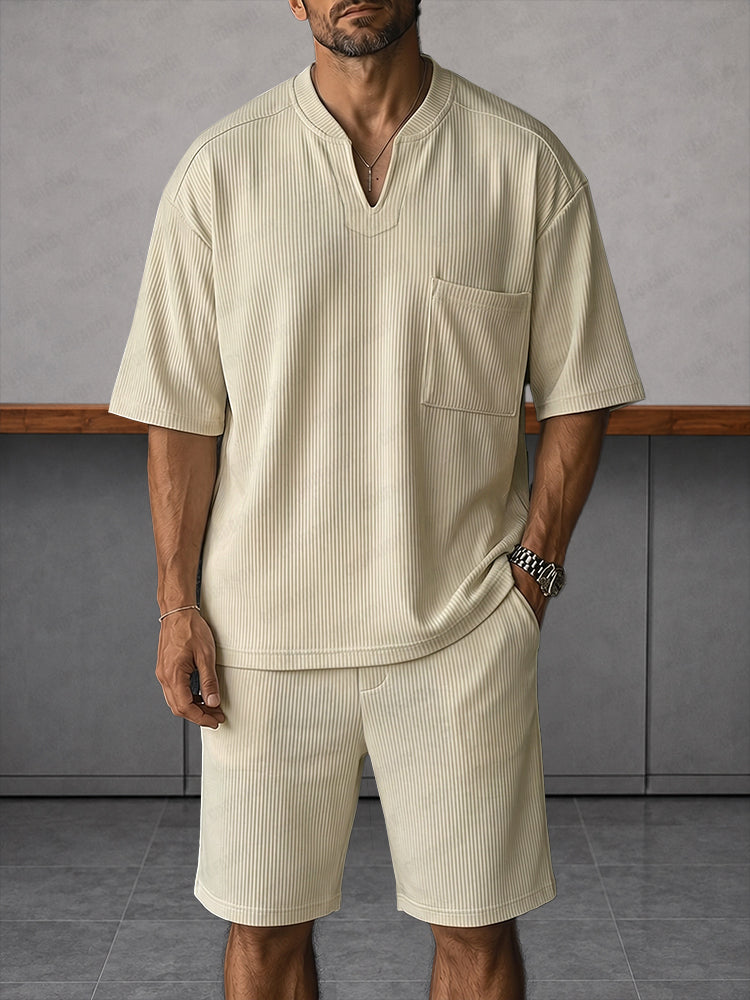 Sporty Elastic Pit-stripe Matching Set