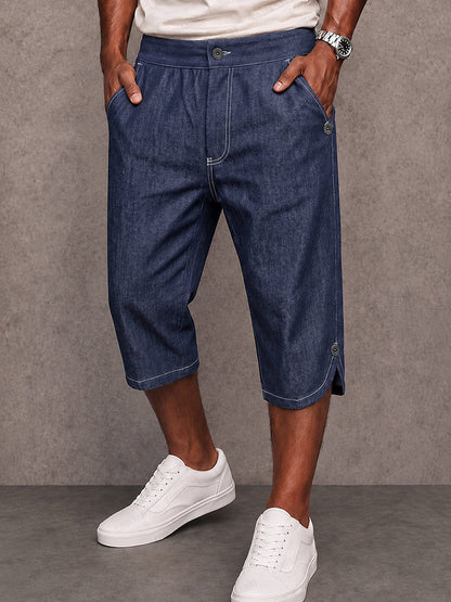 Urban Vintage Washed Denim Capri Shorts