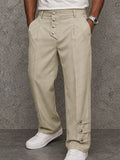 Casual Button Detail Straight-Leg Suit Pants
