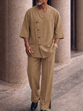 Smart Casual Button Down Shirt and Split Hem Pants Set